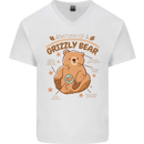 Anatomy of a Grizzly Bear Mens V-Neck Cotton T-Shirt White