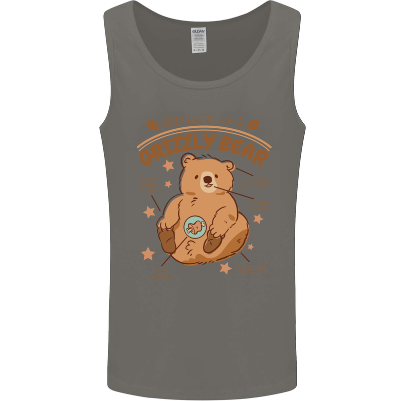Anatomy of a Grizzly Bear Mens Vest Tank Top Charcoal