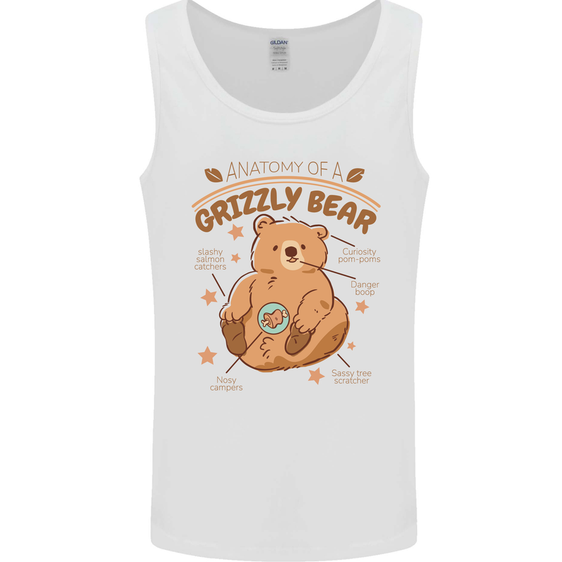 Anatomy of a Grizzly Bear Mens Vest Tank Top White