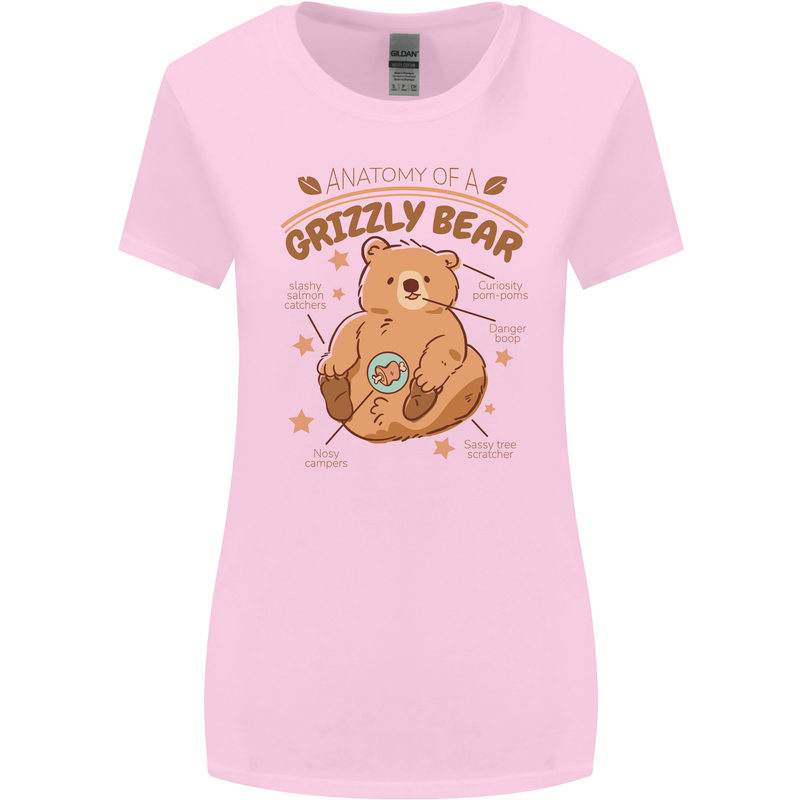 Anatomy of a Grizzly Bear Womens Wider Cut T-Shirt Light Pink