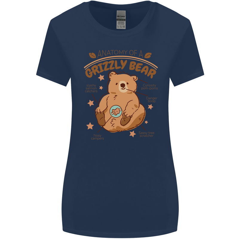 Anatomy of a Grizzly Bear Womens Wider Cut T-Shirt Navy Blue