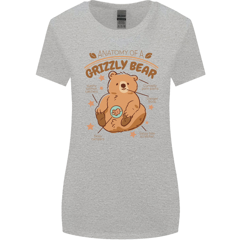 Anatomy of a Grizzly Bear Womens Wider Cut T-Shirt Sports Grey