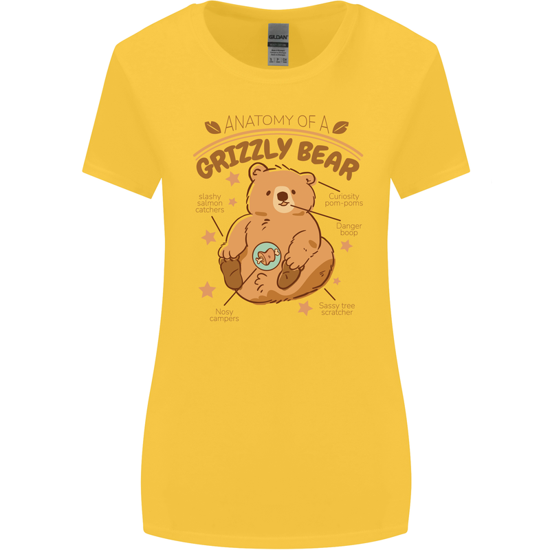 Anatomy of a Grizzly Bear Womens Wider Cut T-Shirt Yellow