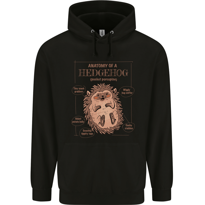 Anatomy of a Hedgehog Funny Childrens Kids Hoodie Black