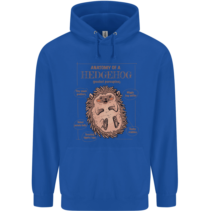 Anatomy of a Hedgehog Funny Childrens Kids Hoodie Royal Blue