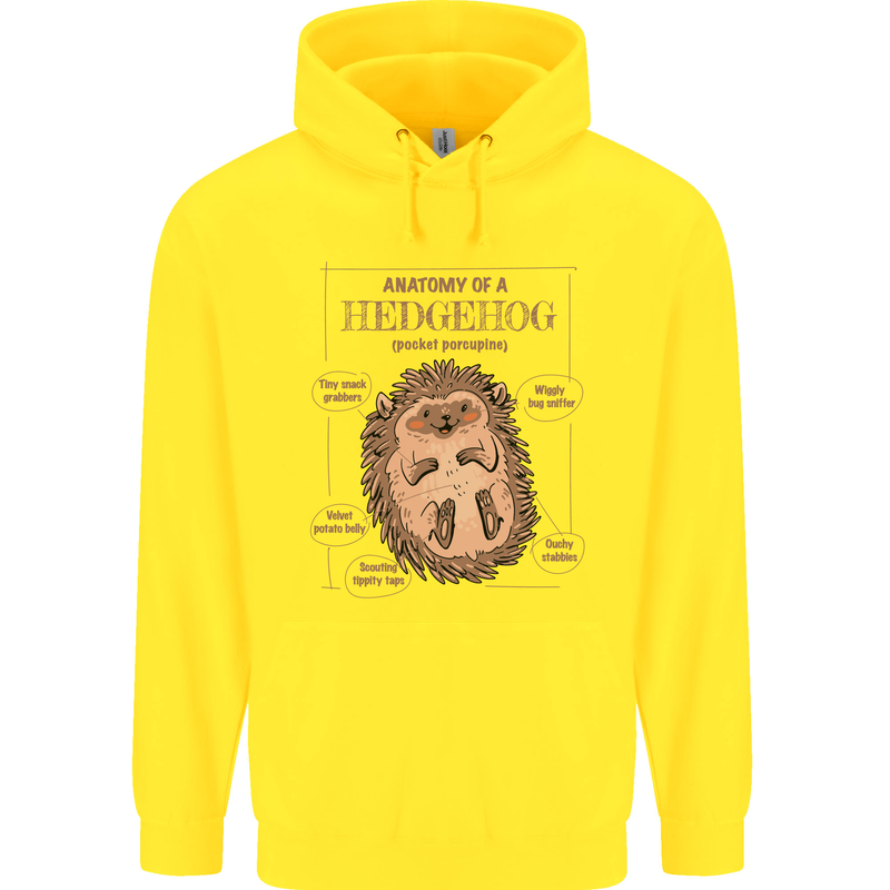 Anatomy of a Hedgehog Funny Childrens Kids Hoodie Yellow