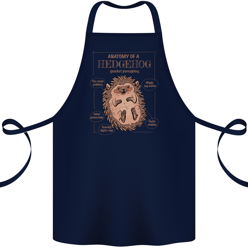 Anatomy of a Hedgehog Funny Cotton Apron 100% Organic Navy Blue