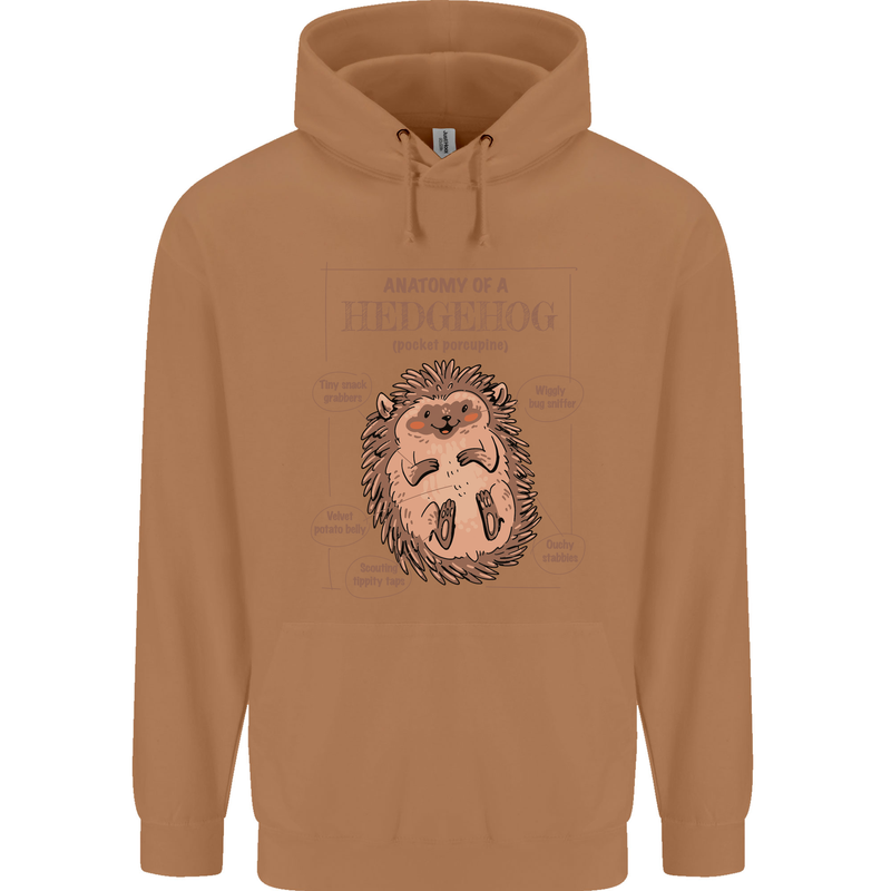 Anatomy of a Hedgehog Funny Mens 80% Cotton Hoodie Caramel Latte