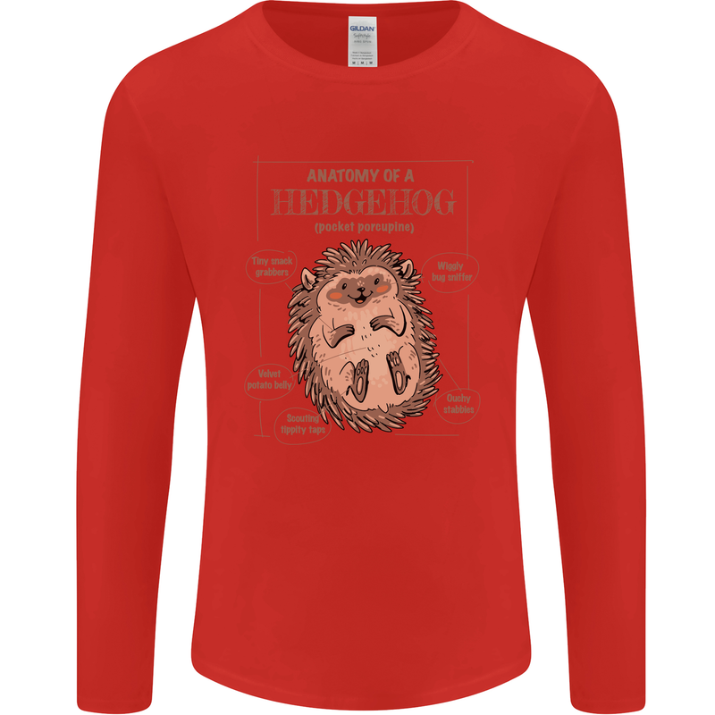 Anatomy of a Hedgehog Funny Mens Long Sleeve T-Shirt Red