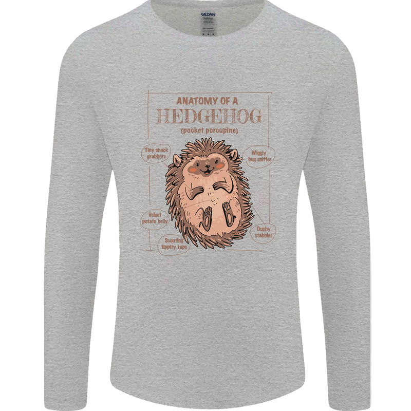 Anatomy of a Hedgehog Funny Mens Long Sleeve T-Shirt Sports Grey