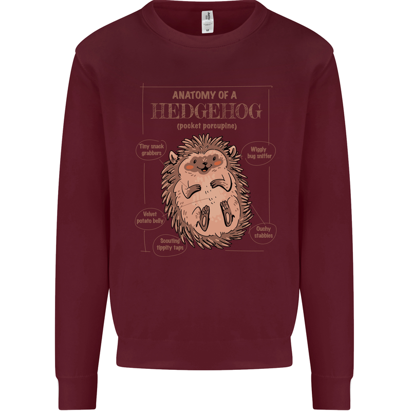 Anatomy of a Hedgehog Funny Mens Sweatshirt Jumper Maroon