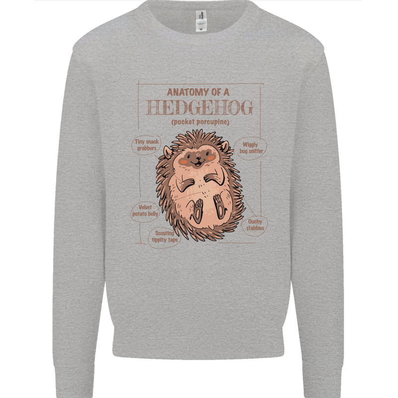 Anatomy of a Hedgehog Funny Mens Sweatshirt Jumper Sports Grey