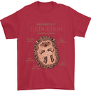 Anatomy of a Hedgehog Funny Mens T-Shirt 100% Cotton Red