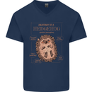 Anatomy of a Hedgehog Funny Mens V-Neck Cotton T-Shirt Navy Blue