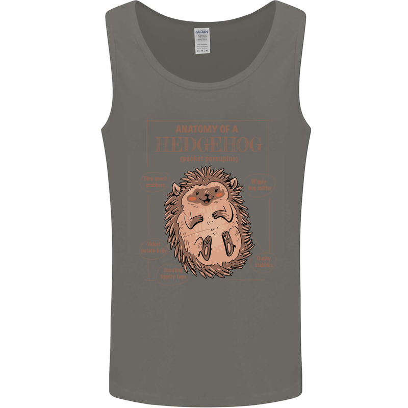Anatomy of a Hedgehog Funny Mens Vest Tank Top Charcoal