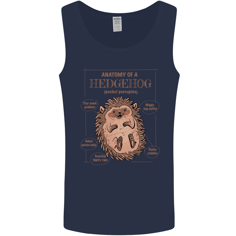 Anatomy of a Hedgehog Funny Mens Vest Tank Top Navy Blue