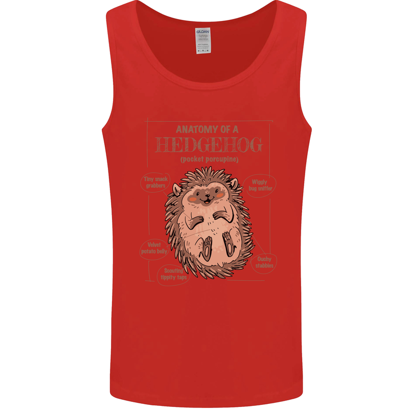 Anatomy of a Hedgehog Funny Mens Vest Tank Top Red