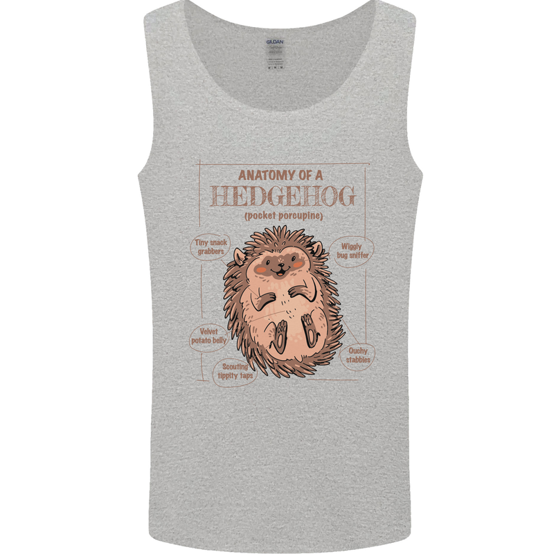 Anatomy of a Hedgehog Funny Mens Vest Tank Top Sports Grey