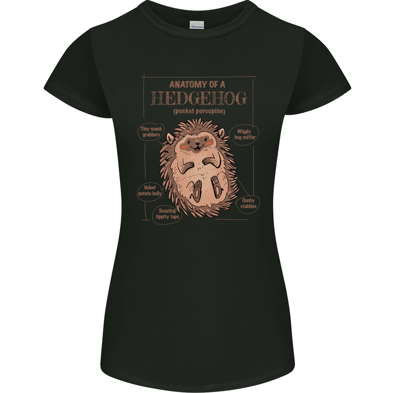Anatomy of a Hedgehog Funny Womens Petite Cut T-Shirt Black
