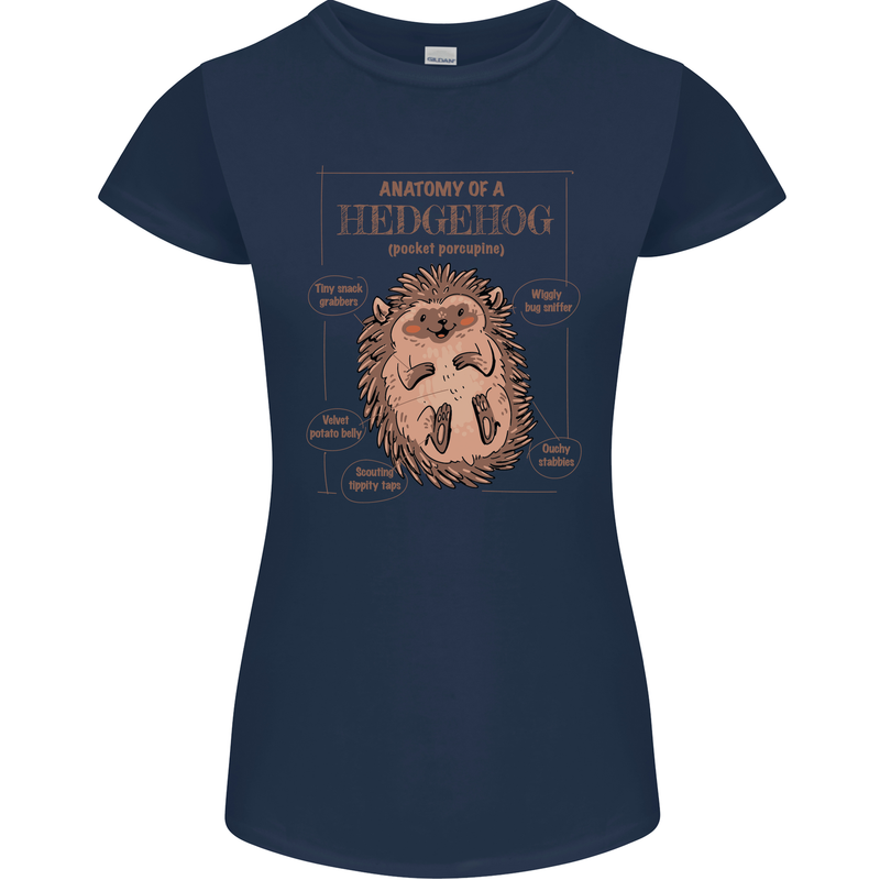 Anatomy of a Hedgehog Funny Womens Petite Cut T-Shirt Navy Blue