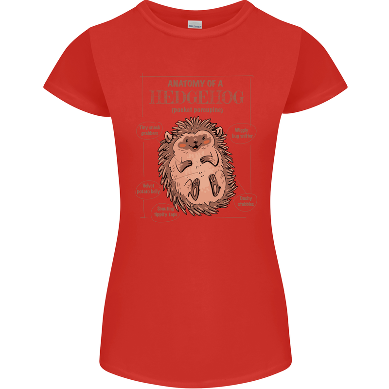 Anatomy of a Hedgehog Funny Womens Petite Cut T-Shirt Red