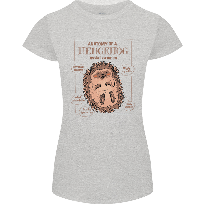 Anatomy of a Hedgehog Funny Womens Petite Cut T-Shirt Sports Grey