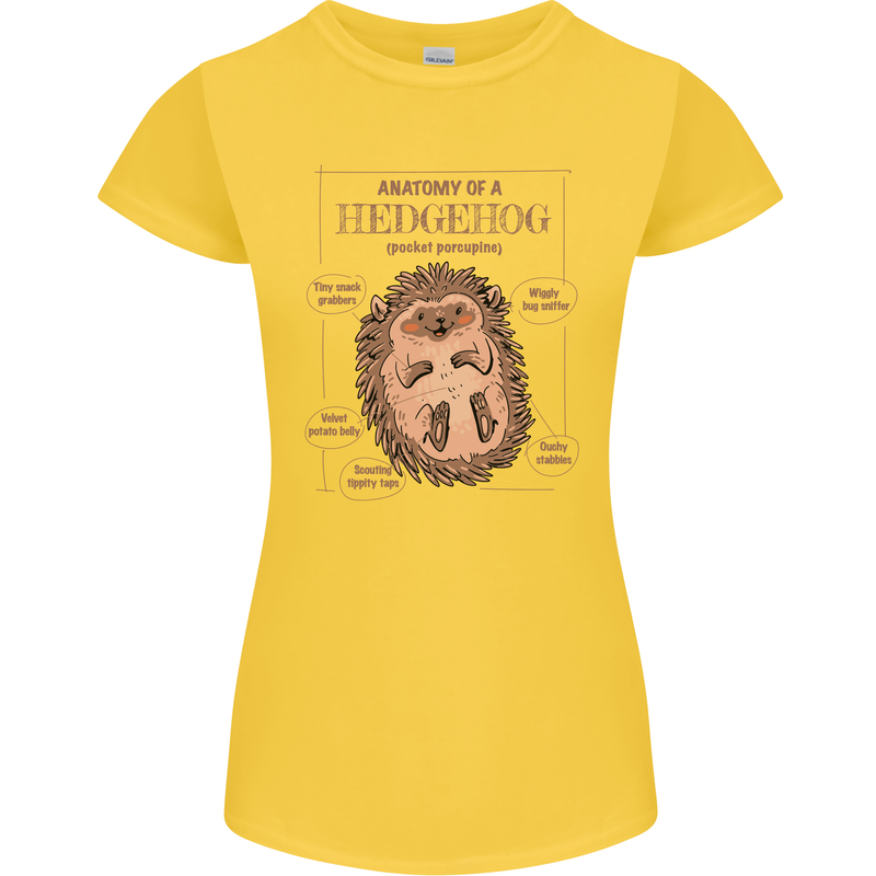 Anatomy of a Hedgehog Funny Womens Petite Cut T-Shirt Yellow