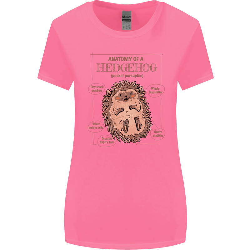 Anatomy of a Hedgehog Funny Womens Wider Cut T-Shirt Azalea