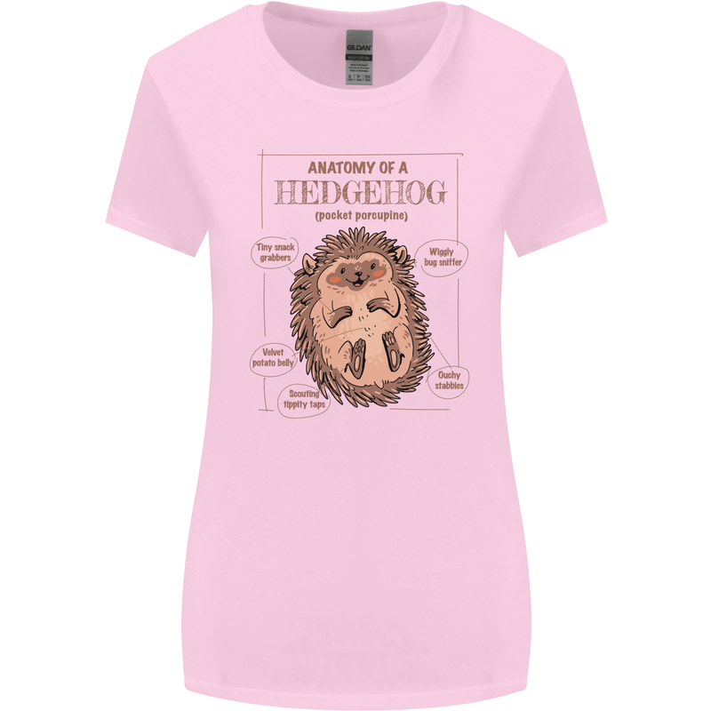 Anatomy of a Hedgehog Funny Womens Wider Cut T-Shirt Light Pink