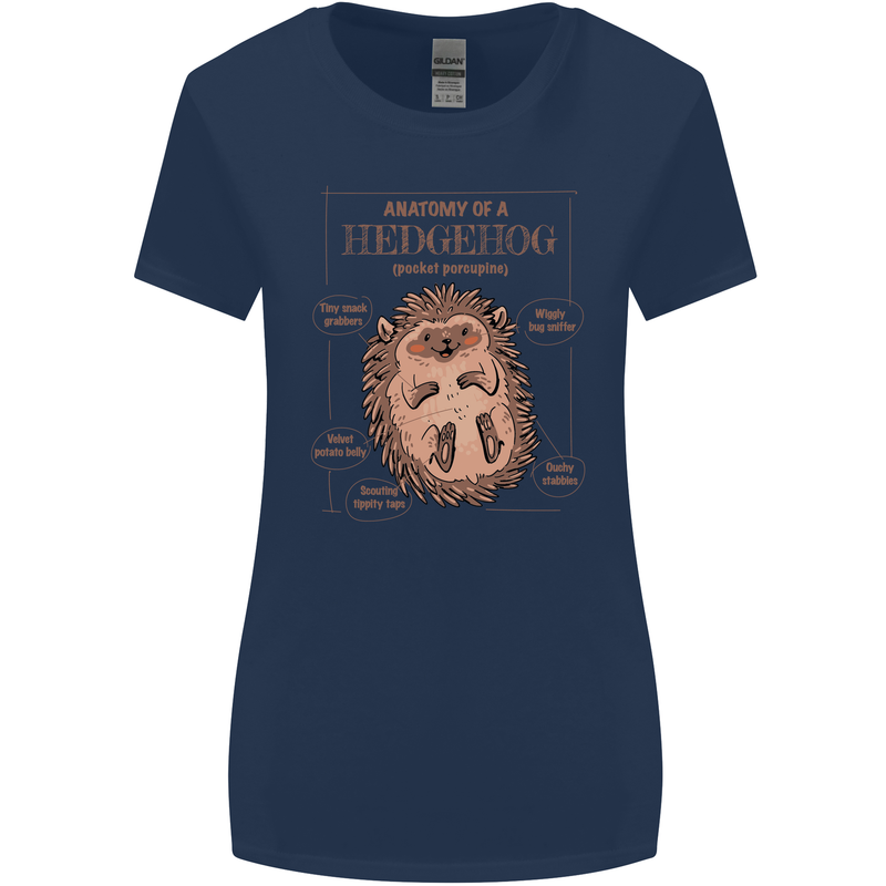 Anatomy of a Hedgehog Funny Womens Wider Cut T-Shirt Navy Blue