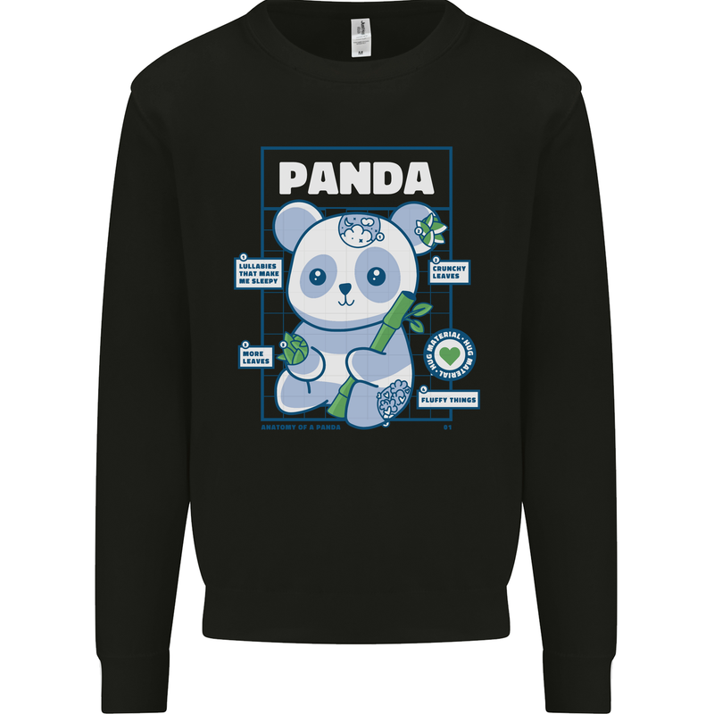Anatomy of a Panda Bear Funny Kids Sweatshirt Jumper Black
