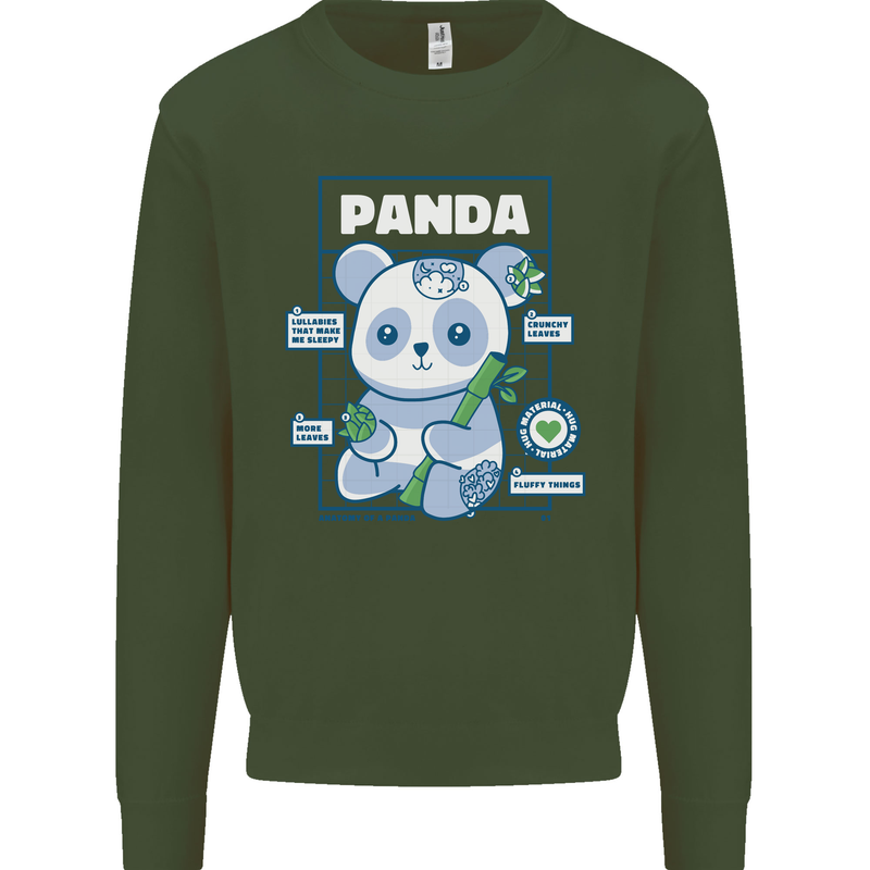 Anatomy of a Panda Bear Funny Kids Sweatshirt Jumper Forest Green