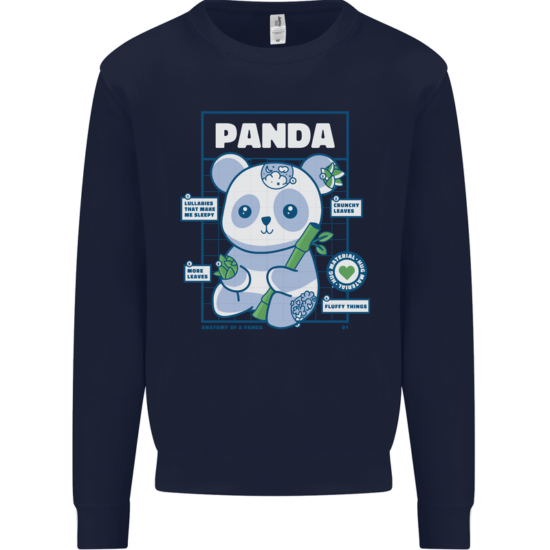 Anatomy of a Panda Bear Funny Kids Sweatshirt Jumper Navy Blue