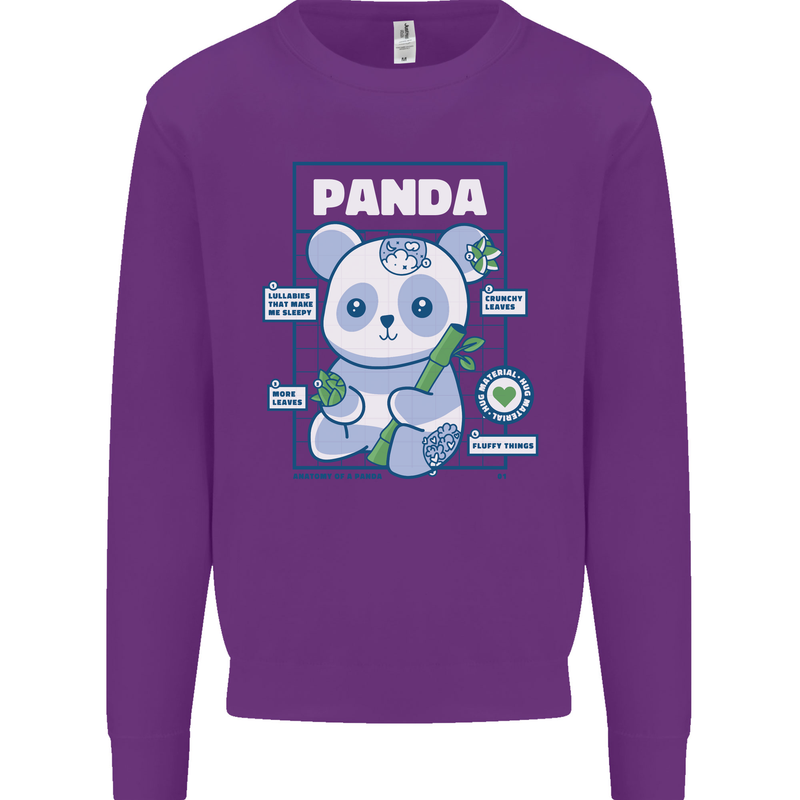 Anatomy of a Panda Bear Funny Kids Sweatshirt Jumper Purple