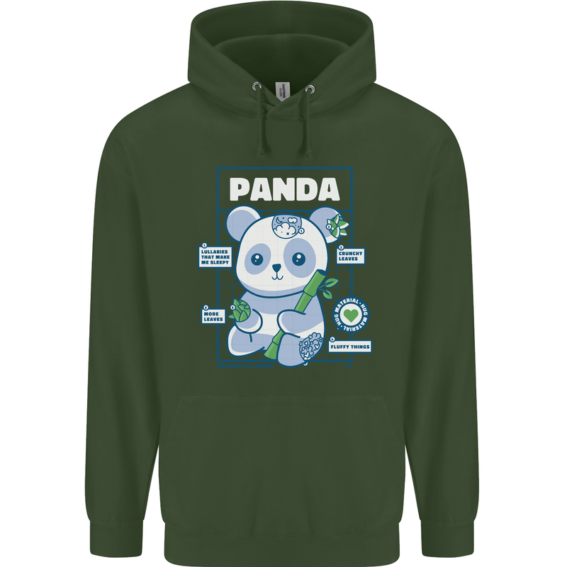 Anatomy of a Panda Bear Funny Mens 80% Cotton Hoodie Forest Green