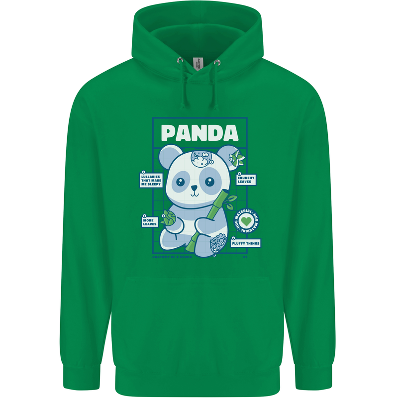 Anatomy of a Panda Bear Funny Mens 80% Cotton Hoodie Irish Green