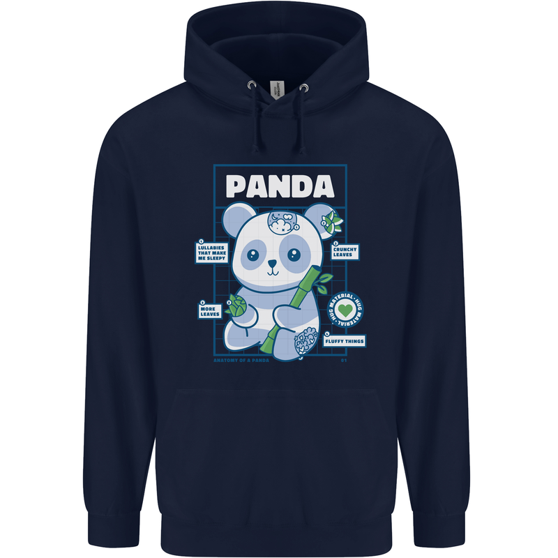 Anatomy of a Panda Bear Funny Mens 80% Cotton Hoodie Navy Blue