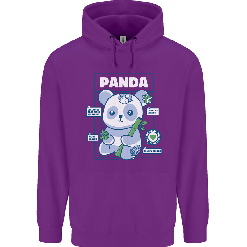 Anatomy of a Panda Bear Funny Mens 80% Cotton Hoodie Purple