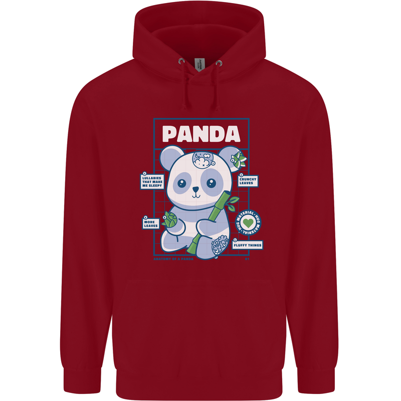 Anatomy of a Panda Bear Funny Mens 80% Cotton Hoodie Red