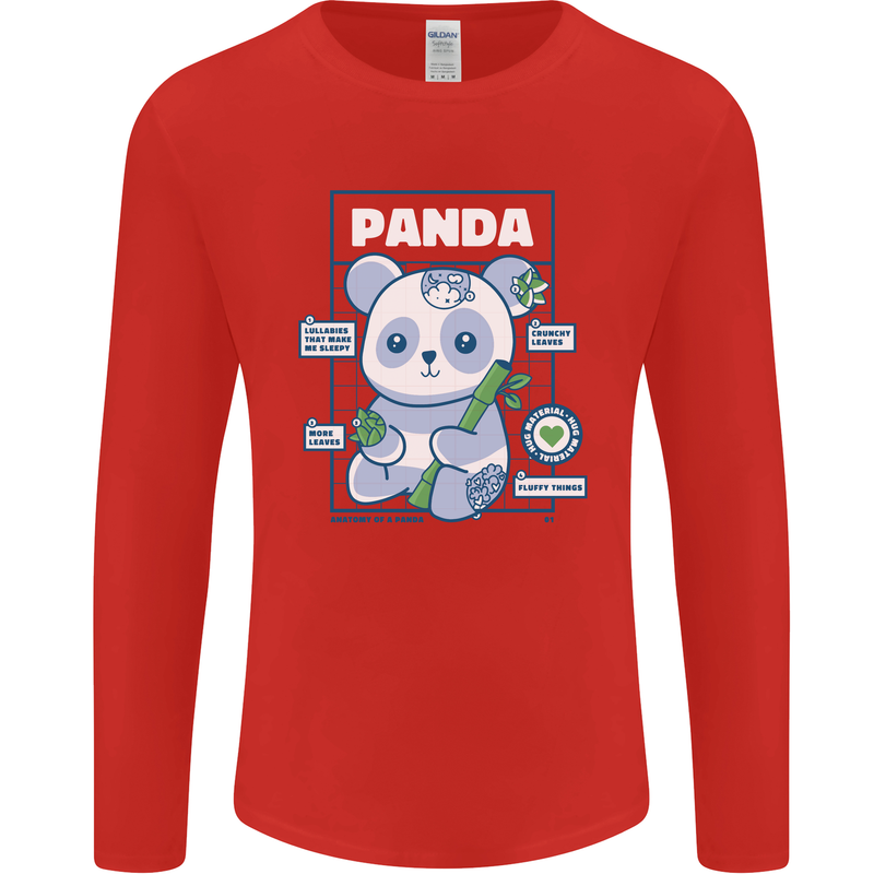 Anatomy of a Panda Bear Funny Mens Long Sleeve T-Shirt Red
