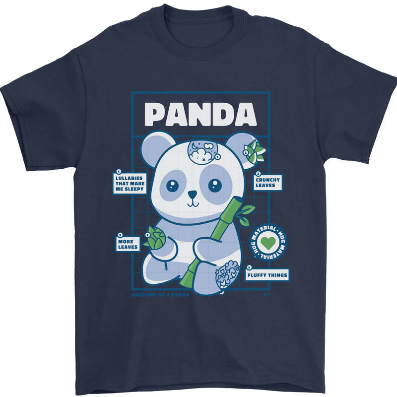 Anatomy of a Panda Bear Funny Mens T-Shirt 100% Cotton Navy Blue