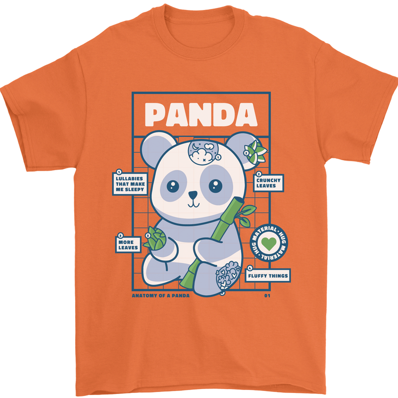 Anatomy of a Panda Bear Funny Mens T-Shirt 100% Cotton Orange