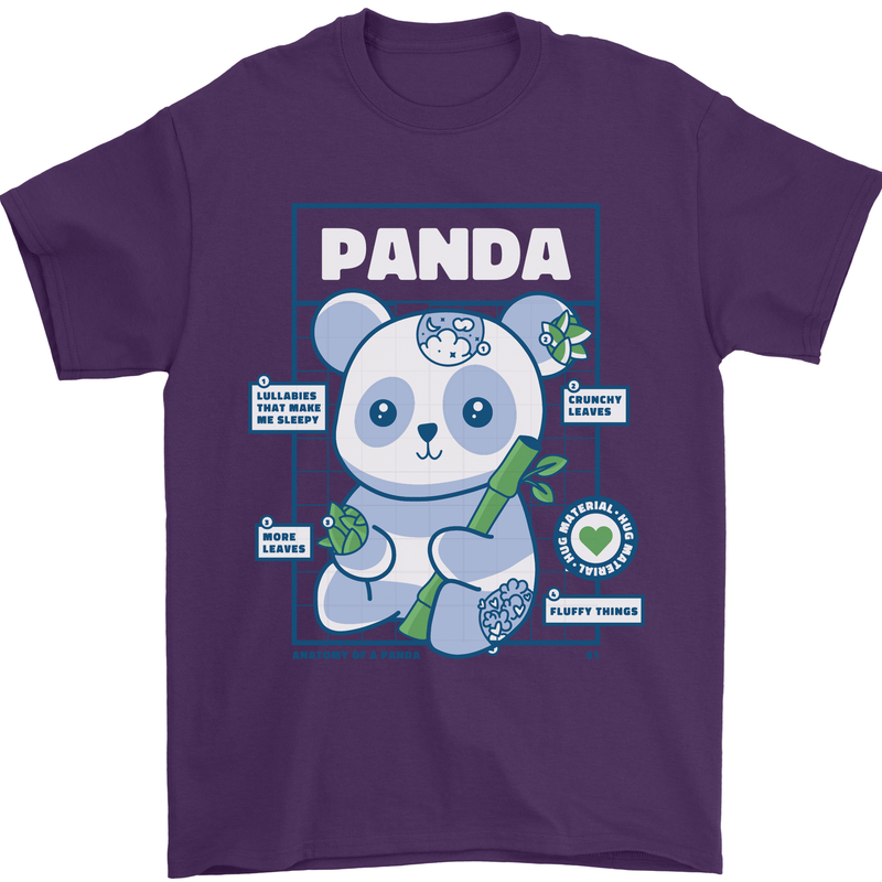 Anatomy of a Panda Bear Funny Mens T-Shirt 100% Cotton Purple