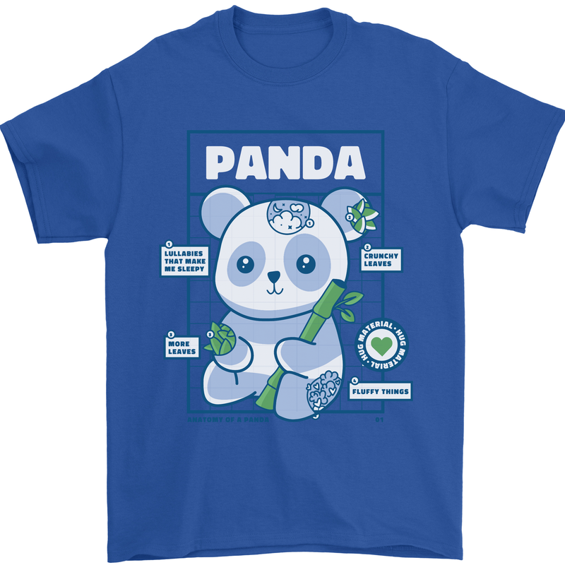 Anatomy of a Panda Bear Funny Mens T-Shirt 100% Cotton Royal Blue