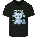 Anatomy of a Panda Bear Funny Mens V-Neck Cotton T-Shirt Black