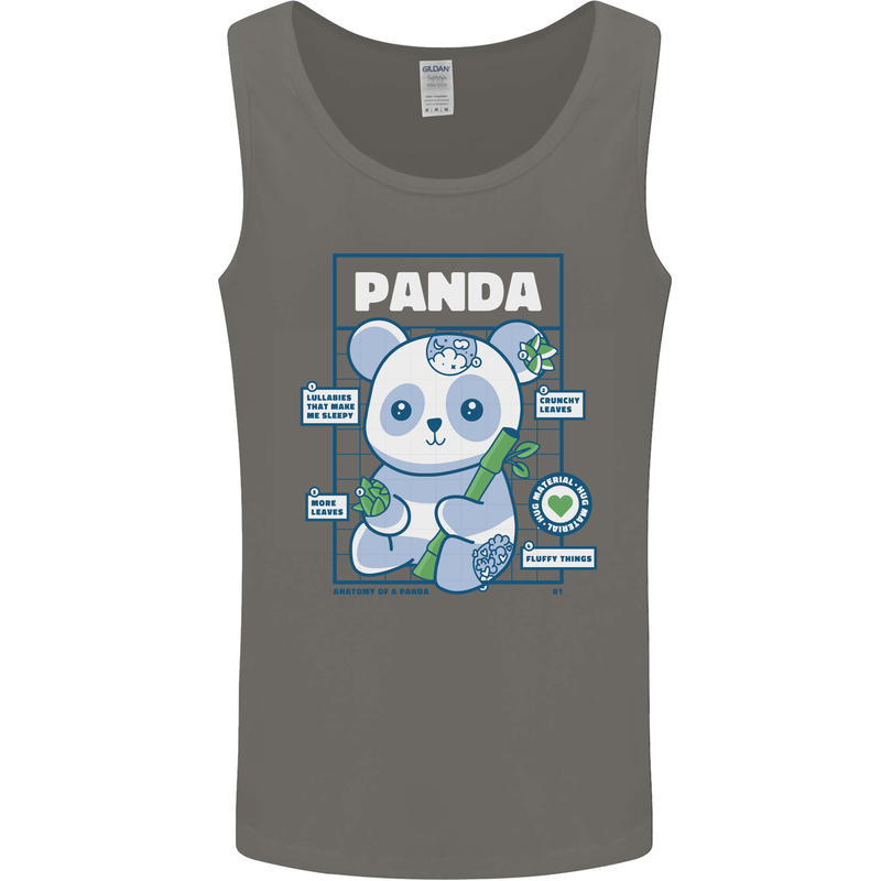 Anatomy of a Panda Bear Funny Mens Vest Tank Top Charcoal