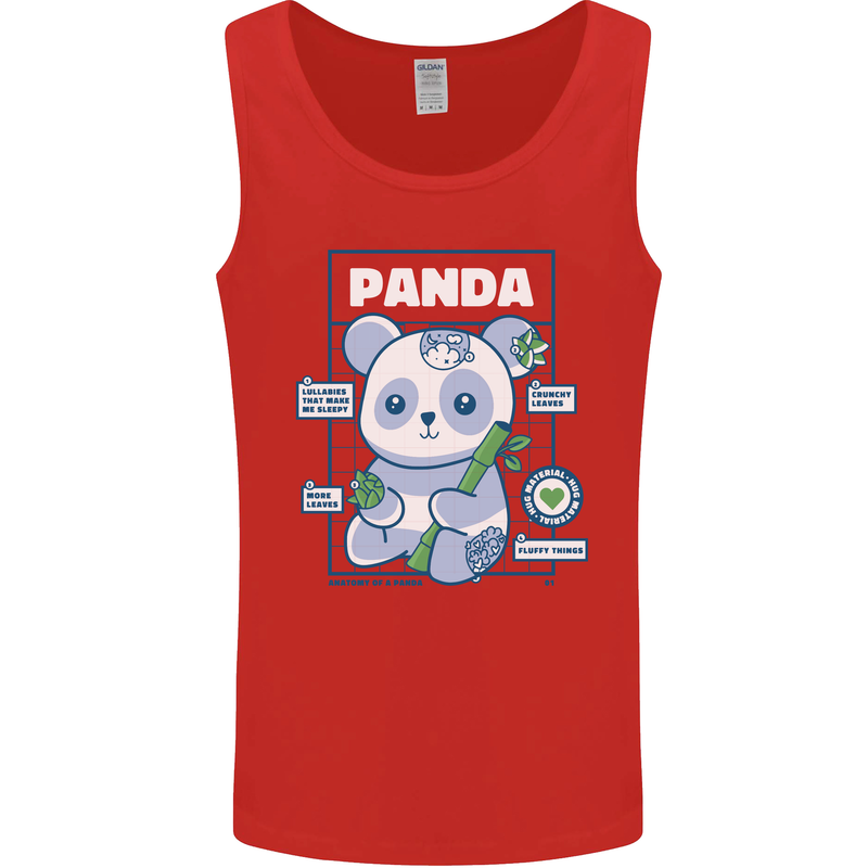 Anatomy of a Panda Bear Funny Mens Vest Tank Top Red
