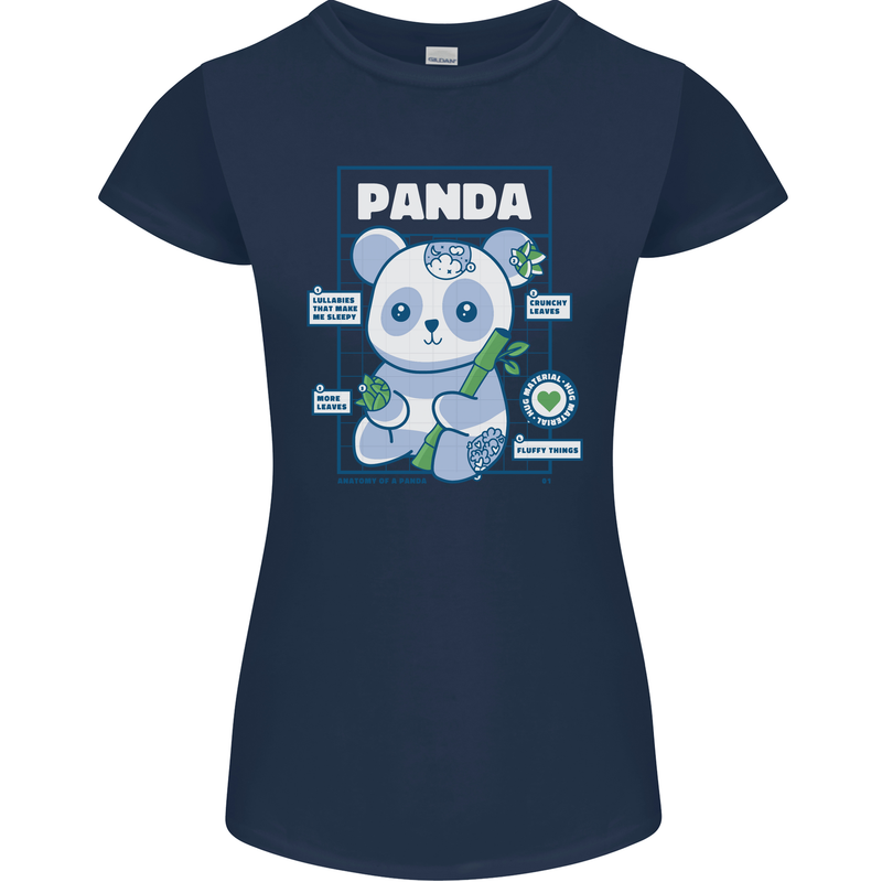 Anatomy of a Panda Bear Funny Womens Petite Cut T-Shirt Navy Blue