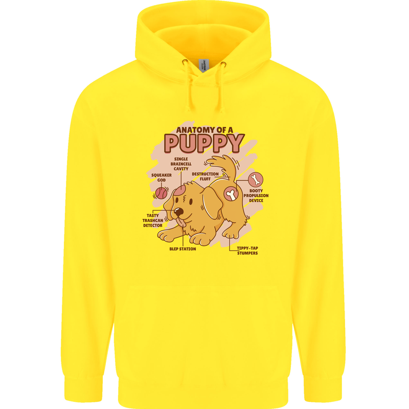 Anatomy of a Puppy Dog Childrens Kids Hoodie Yellow