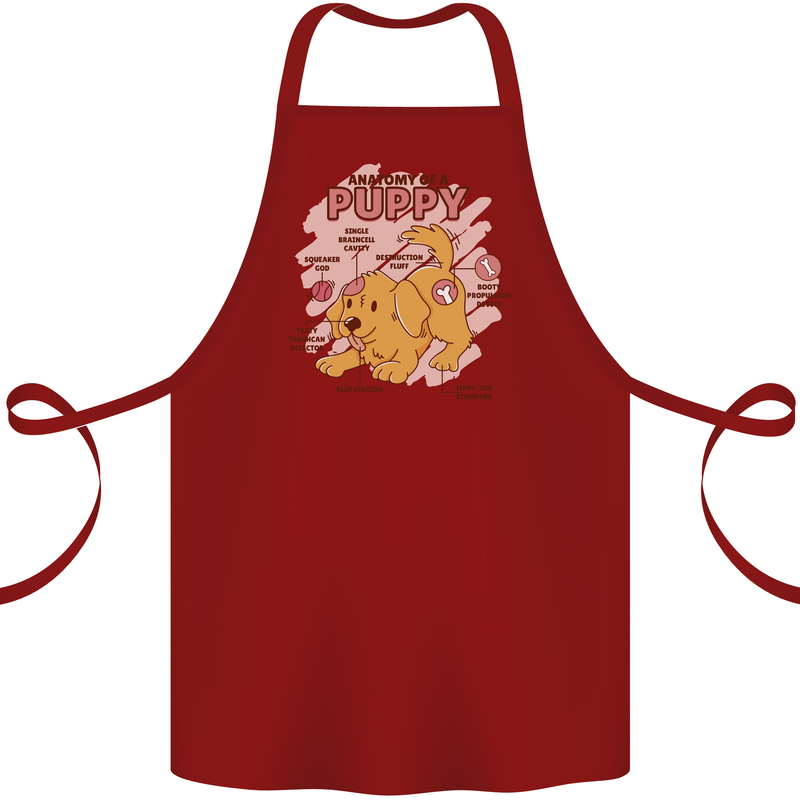 Anatomy of a Puppy Dog Cotton Apron 100% Organic Maroon